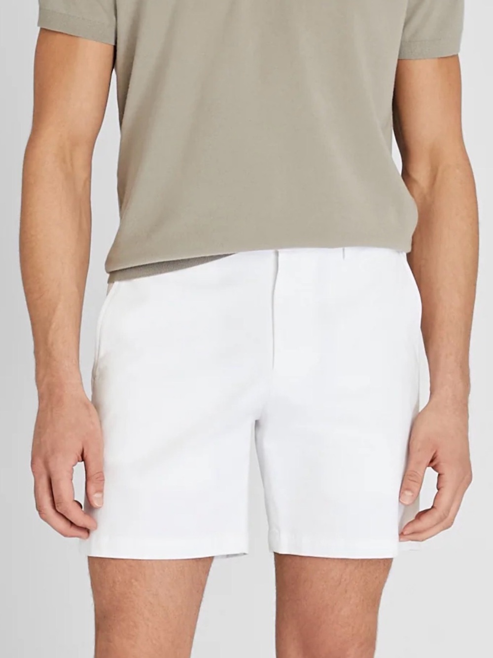Club Monaco White Flat-Front Tailored Shorts